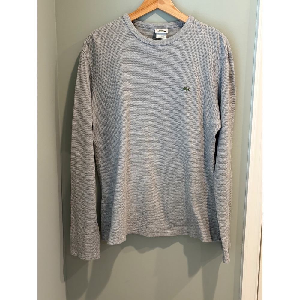 Lacoste Mens Grey Waffle Knit Long Sleeve T-Shirt Slim Fit Size 5‎ L F8330